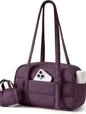 Purses for Women, Puffer Shoulder Bag Small Tote Handbags Lightweight